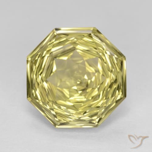 5.68ct 자연스러운 라이트 파인애플 옐로우 석영, 에메랄드 컷, VVS