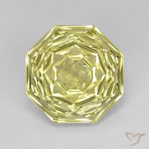 5.79ct 자연스러운 미디엄 라이트 옐로우 석영, 에메랄드 컷, VVS