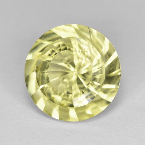 5.62캐럿 천연 라이트 옐로우 쿼츠, 라운드 컷, 12.12 mm, VVS
