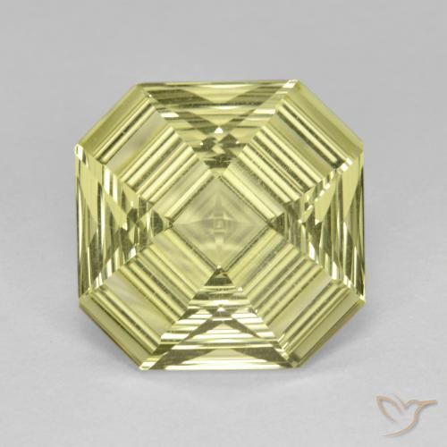 5.35ct 자연스러운 담황색 석영, 에메랄드 컷, VVS-VS