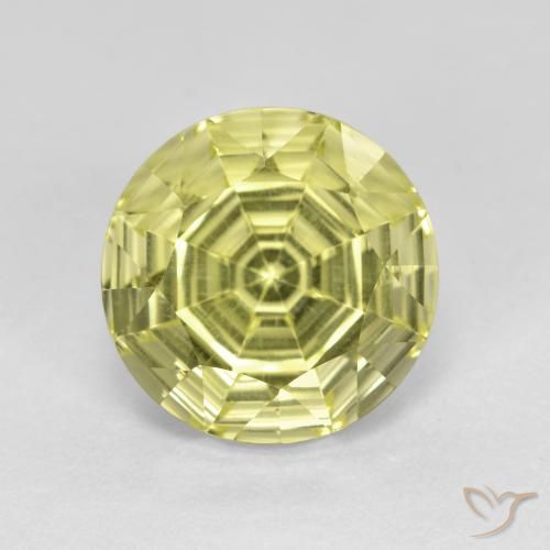 3.67ct 자연스러운 미디엄 라이트 옐로우 석영, 둥근, VVS-VS