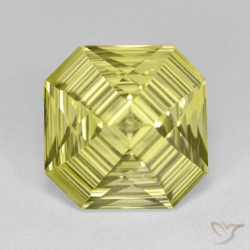 5.99ct 자연스러운 담황색 석영, 에메랄드 컷, VVS