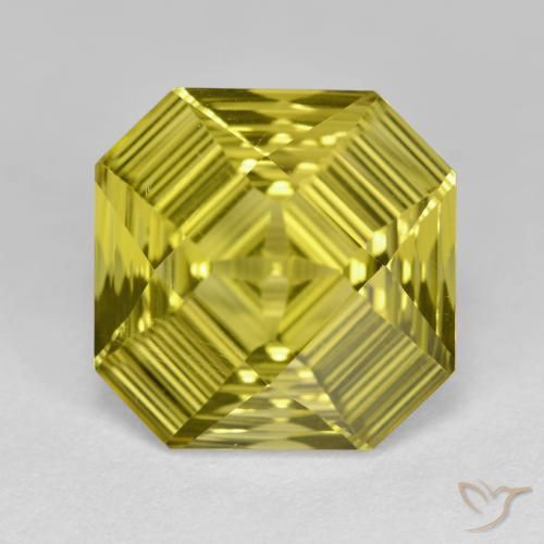 6.46ct 자연스러운 연노랑 석영, 에메랄드 컷, VVS