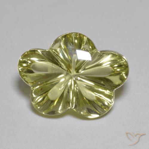 9.65ct 자연스러운 녹황색 석영, 플라워 컷, 투명한
