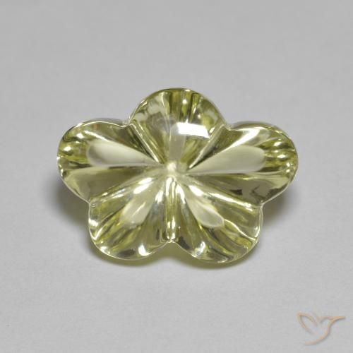 6.32ct 자연스러운 미디엄 옐로우 석영, 플라워 컷, 투명한