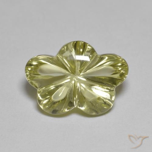6.22ct 자연스러운 미디엄 옐로우 석영, 플라워 컷, 투명한