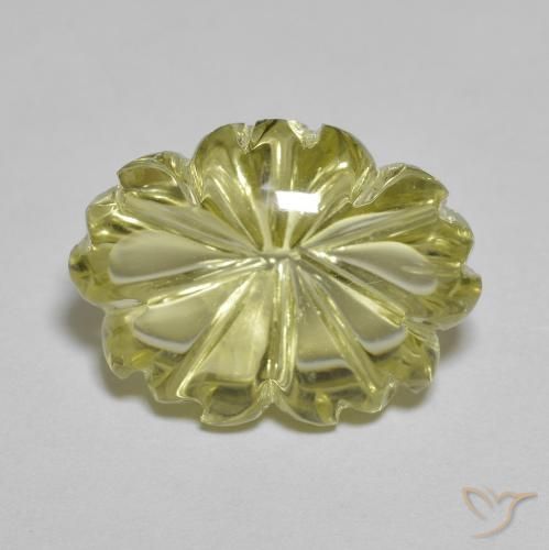 10.34ct 자연스러운 미디엄 옐로우 석영, 플라워 컷, 투명한