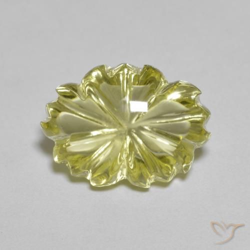 6.77ct 자연스러운 담황색 석영, 플라워 컷, 투명한