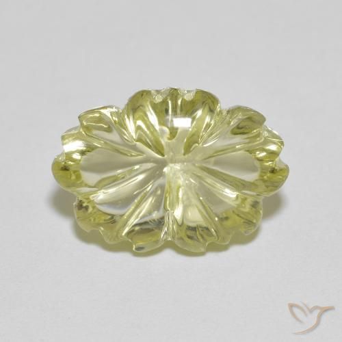 6.48ct 자연스러운 녹황색 석영, 플라워 컷, 투명한