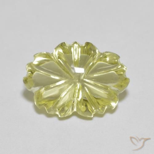 6.67ct 자연스러운 담황색 석영, 플라워 컷, 투명한