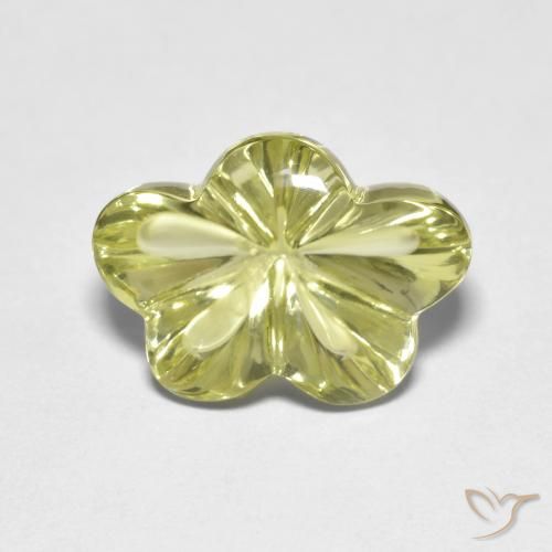 6.25ct 자연스러운 녹황색 석영, 플라워 컷, 투명한