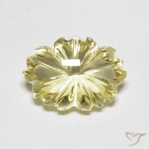 6.75ct 자연스러운 담황색 석영, 플라워 컷, 투명한