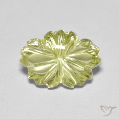 6.40ct 자연스러운 연노랑 석영, 플라워 컷, 투명한