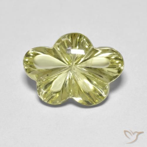 6.31ct 자연스러운 녹황색 석영, 플라워 컷, 투명한
