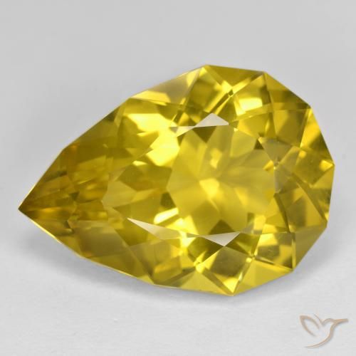 20.62캐럿 천연 라이트 허니 옐로우 쿼츠, 배 모양, 23.5×17.2 mm, VS