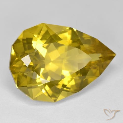 20.62캐럿 천연 라이트 허니 옐로우 쿼츠, 배 모양, 23.5×17.2 mm, VS