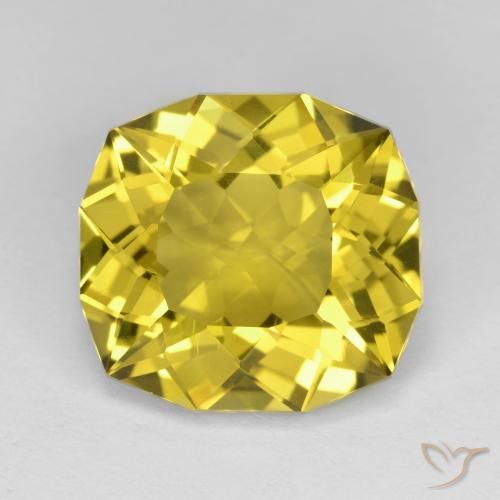 9.58ct 자연스러운 미디엄 옐로우 석영, 방석, VVS-VS