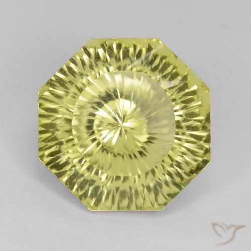 8.71ct 자연스러운 담황색 석영, 에메랄드 컷, VVS