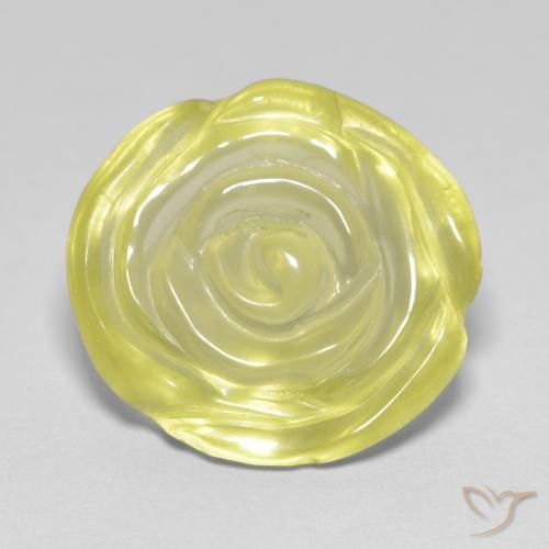 12.99ct 자연스러운 미디엄 옐로우 석영, 플라워 컷, 투명한