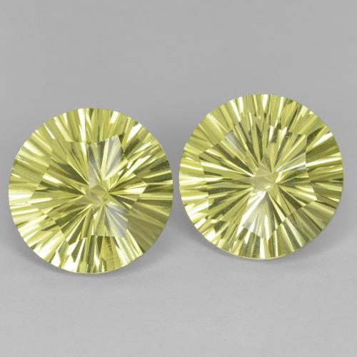10.03캐럿 천연 녹빛 옐로우 쿼츠 보석, 라운드 컷, 11.96 mm, VVS-VS