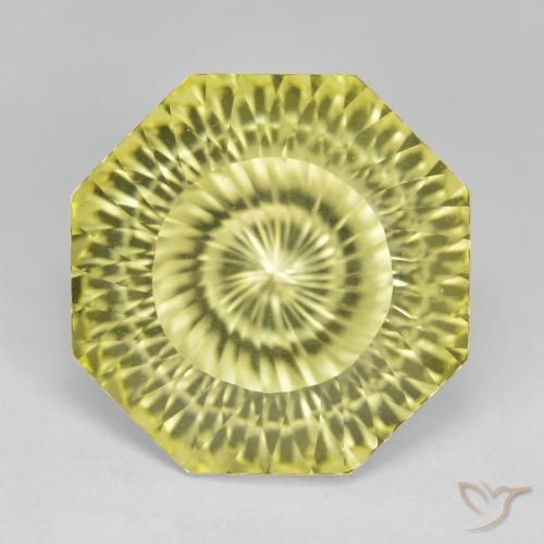 13.00ct 자연스러운 미디엄 옐로우 석영, 에메랄드 컷, VVS