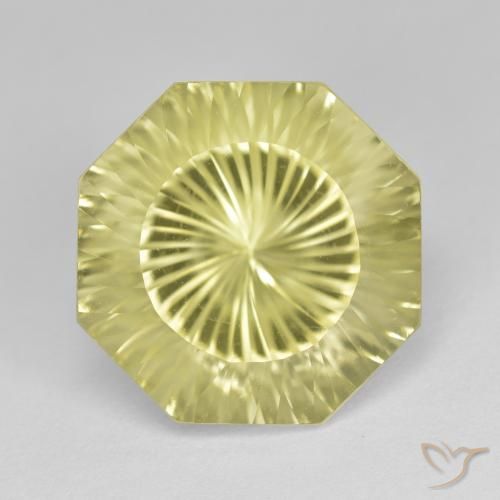 9.14ct 자연스러운 미디엄 옐로우 석영, 에메랄드 컷, VVS