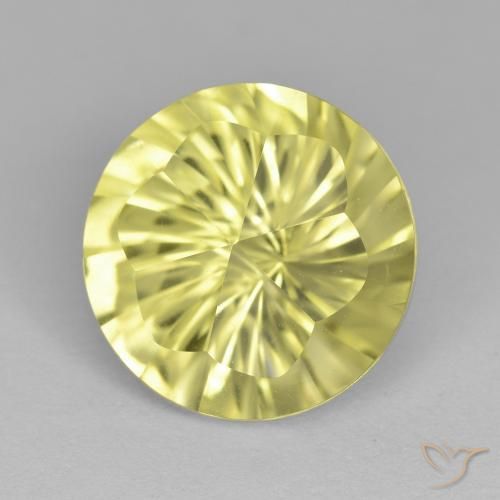 5.25ct 자연스러운 연노랑 석영, 둥근, VVS