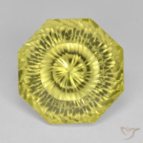 12.79ct 자연스러운 연노랑 석영, 에메랄드 컷, VVS