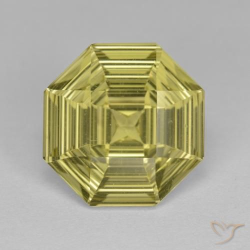 5.25ct 자연스러운 라이트 파인애플 옐로우 석영, 에메랄드 컷, VVS