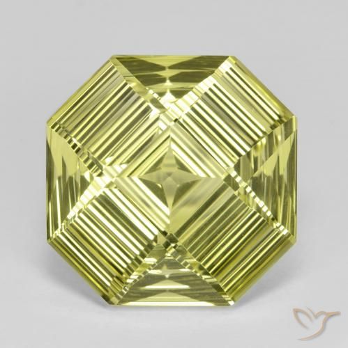13.26ct 자연스러운 미디엄 옐로우 석영, 에메랄드 컷, VVS