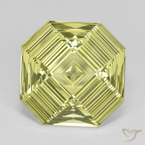12.31ct 자연스러운 녹황색 석영, 에메랄드 컷, VVS