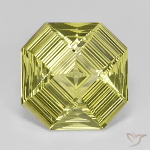 13.31ct 자연스러운 녹황색 석영, 에메랄드 컷, VVS