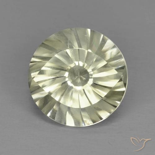 5.61ct 자연스러운 연한 녹황색 석영, 둥근, VVS