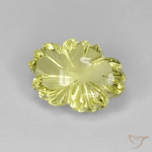 6.38ct 자연스러운 담황색 석영, 플라워 컷, 투명한