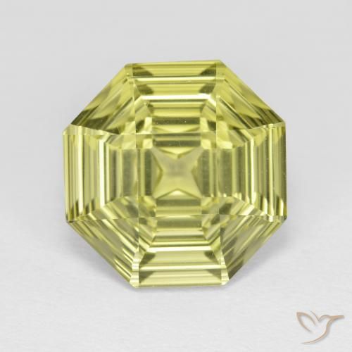 5.36ct 자연스러운 미디엄 옐로우 석영, 에메랄드 컷, VVS