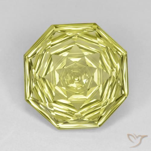 10.48ct 자연스러운 담황색 석영, 에메랄드 컷, VVS