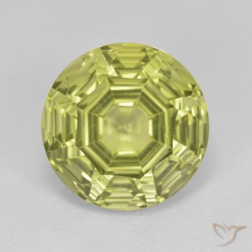 6.09ct 자연스러운 연두색 석영, 둥근, VVS