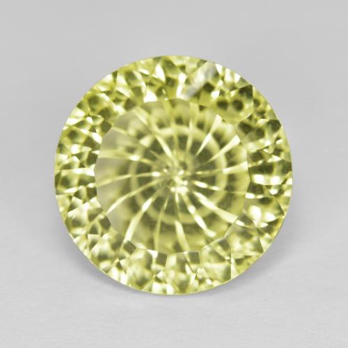 8.13캐럿 천연 옐로우 그린 쿼츠, 라운드 컷, 14.03 mm, VVS