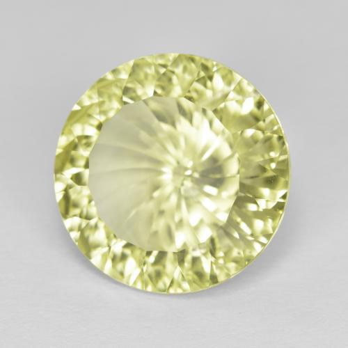 8.13캐럿 천연 옐로우 그린 쿼츠, 라운드 컷, 14.03 mm, VVS