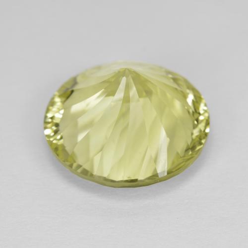 8.13캐럿 천연 옐로우 그린 쿼츠, 라운드 컷, 14.03 mm, VVS
