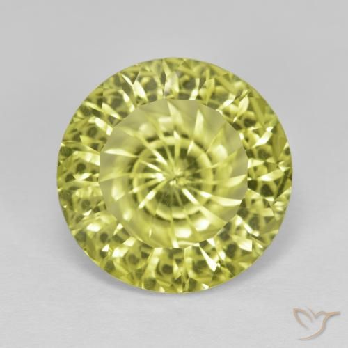7.74ct 자연스러운 미디엄 옐로우 석영, 둥근, VVS