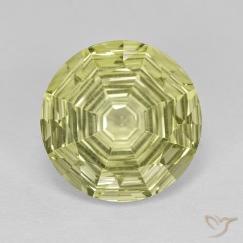 5.64ct 자연스러운 미디엄 옐로우 석영, 둥근, VVS