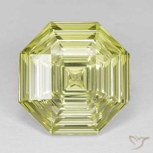 13.89ct 자연스러운 미디엄 옐로우 석영, 에메랄드 컷, VVS