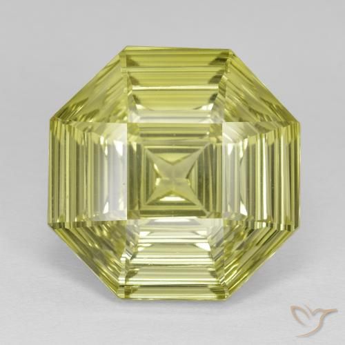 13.98ct 자연스러운 담황색 석영, 에메랄드 컷, VVS