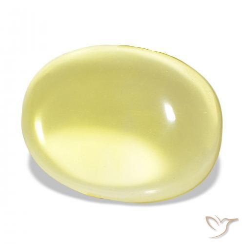 20.89캐럿 천연 연노랑 석영, 타원형, 투명한