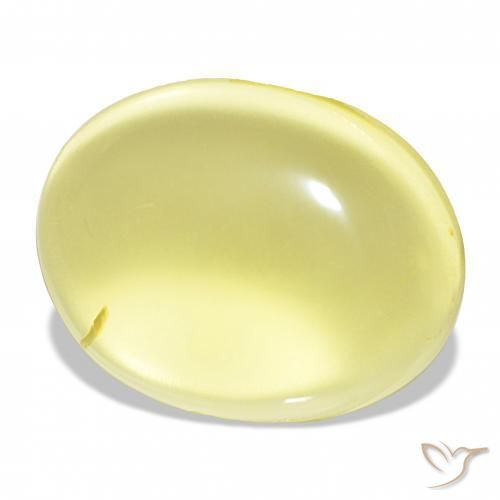 43.30캐럿 천연 연노랑 석영, 타원형, 투명한