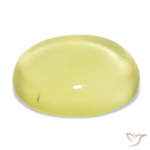 43.30캐럿 천연 연노랑 석영, 타원형, 투명한