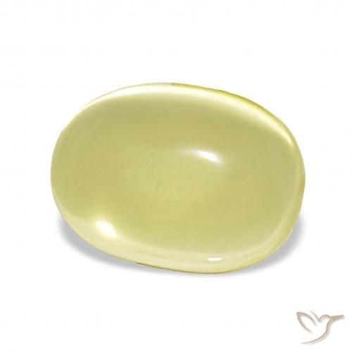 9.42캐럿 천연 연노랑 석영, 타원형, 투명한