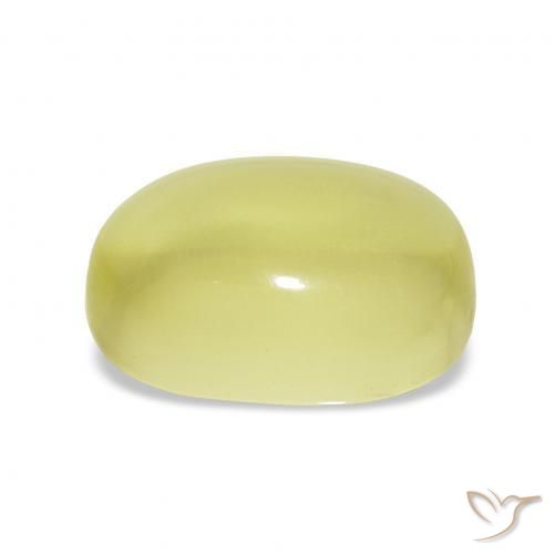 9.42캐럿 천연 연노랑 석영, 타원형, 투명한