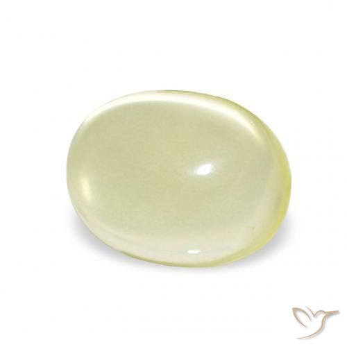 5.31캐럿 천연 옅은 크림 옐로우 석영, 타원형, 투명한